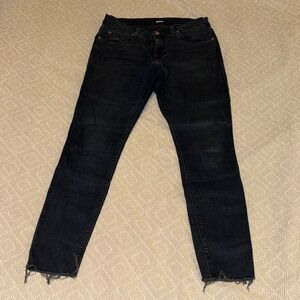Hudson Jeans Dark Denim Natalie Super Skinny Jeans with Raw Hem